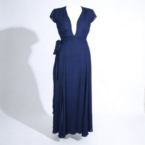 Navy Blue Wrap Maxi Dress - S