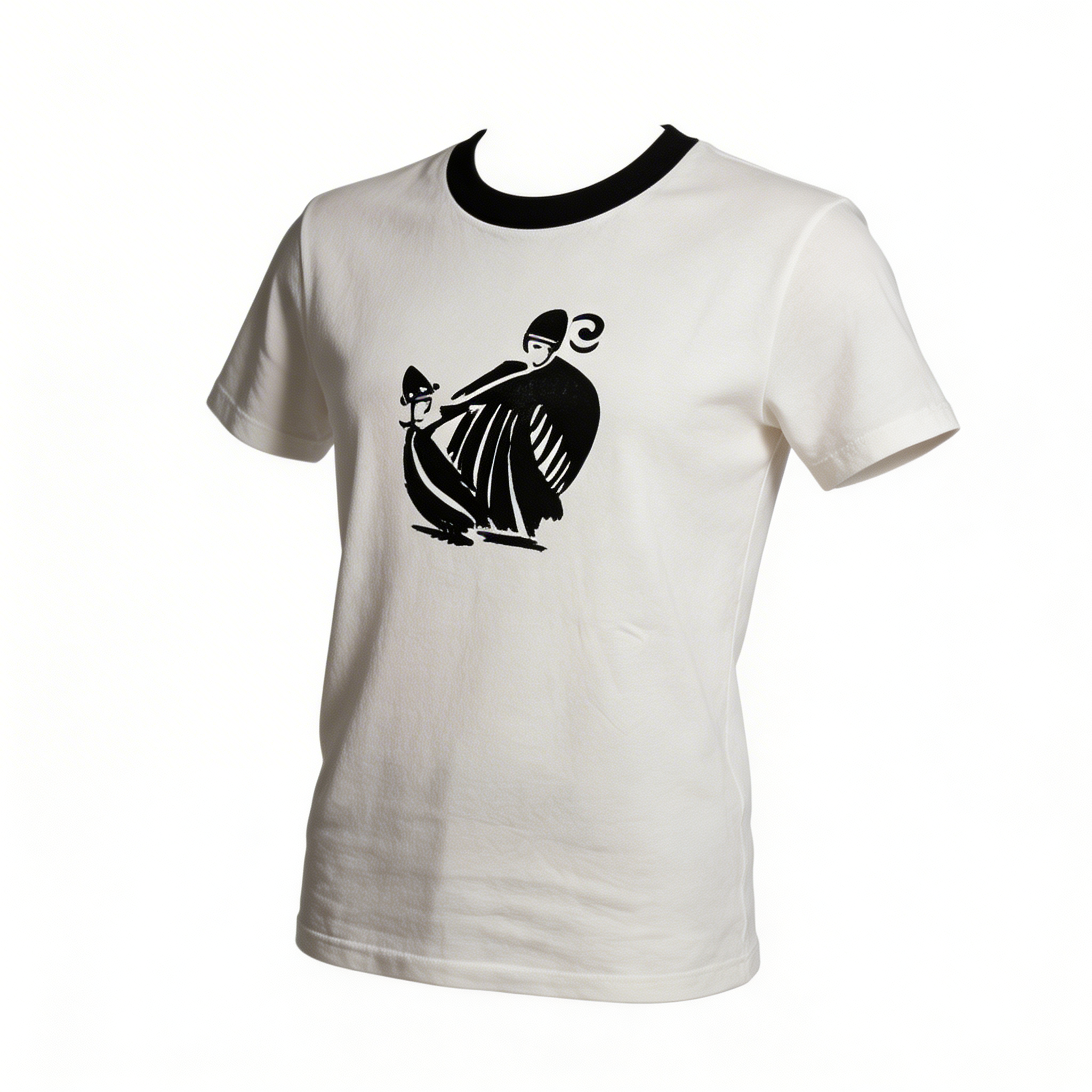 White Printed Cotton T-Shirt - M