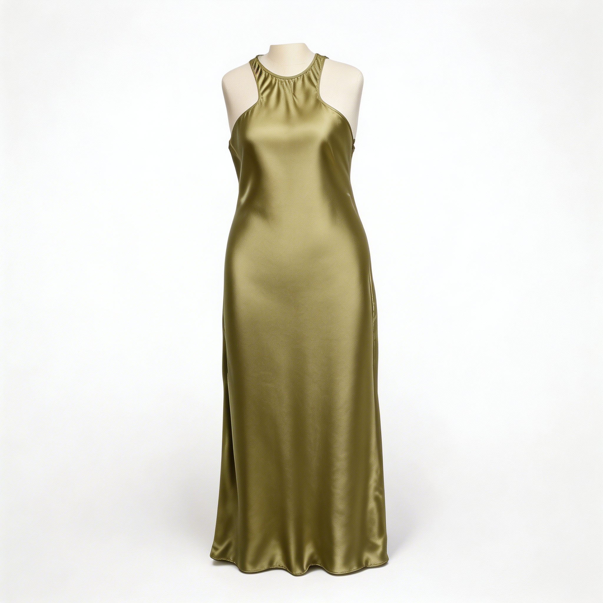 Green Silky Maxi Dress - 42