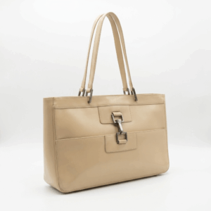 Beige Patent Leather Shoulder Bag