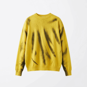 Yellow Printed Loose Sweater - M