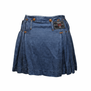 Pleated Denim Mini Skirt - 36
