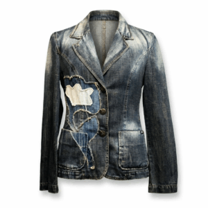 Patchwork Flower Denim Blazer - M