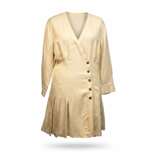 Beige Buttoned Mid Dress - 38