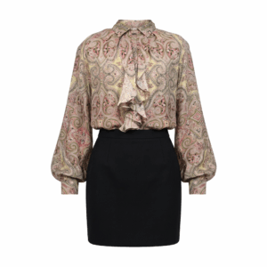 Printed Ruffle Loose Blouse - 42