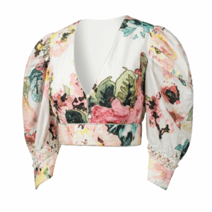 Colorful Cropped Flower Top - L