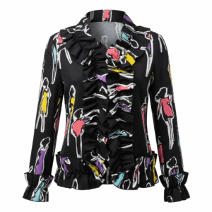 Printed Ruffle Fit Blazer - 36