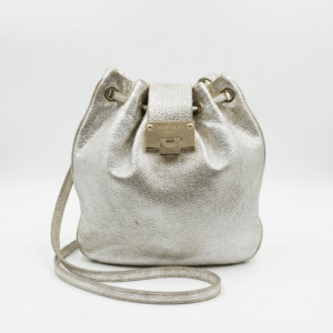 Silver Leather Crossbody Bag