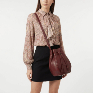 Burgundy Leather Bucket Bag