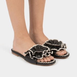 PVC Flower Leather Flats - 37