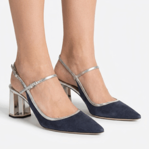 Blue Suede Leather Slingbacks - 38.5