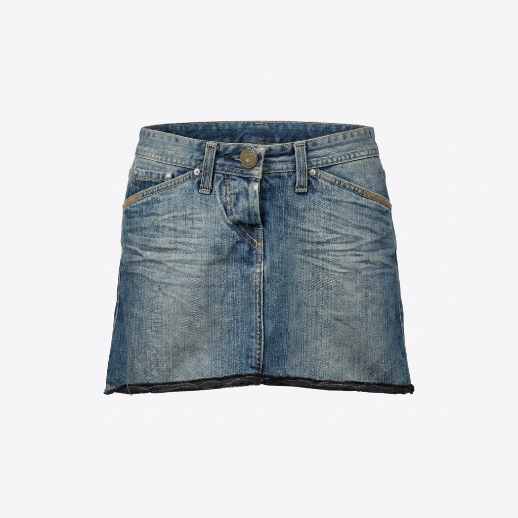 Denim Low Mini Skirt - 40