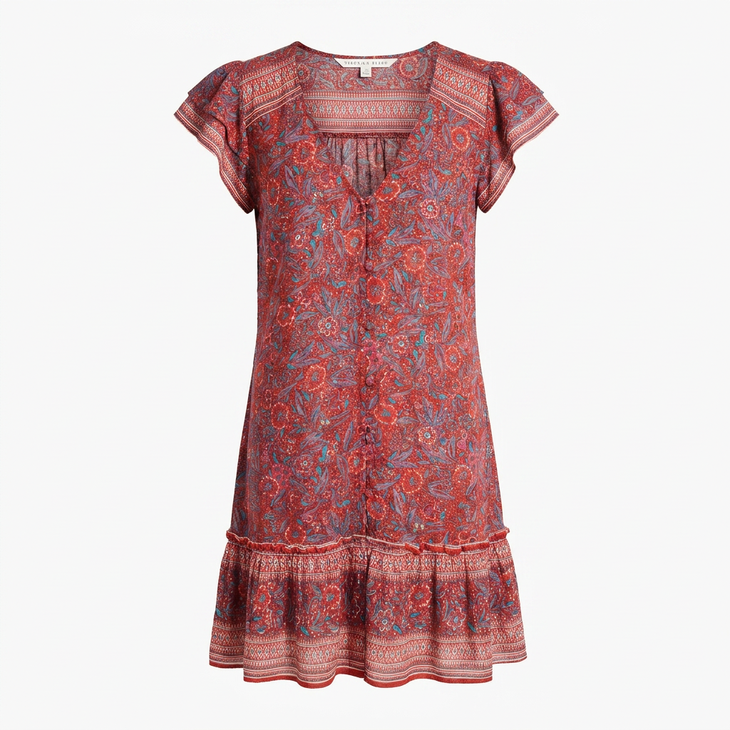 Flower Loose Mini Dress - M