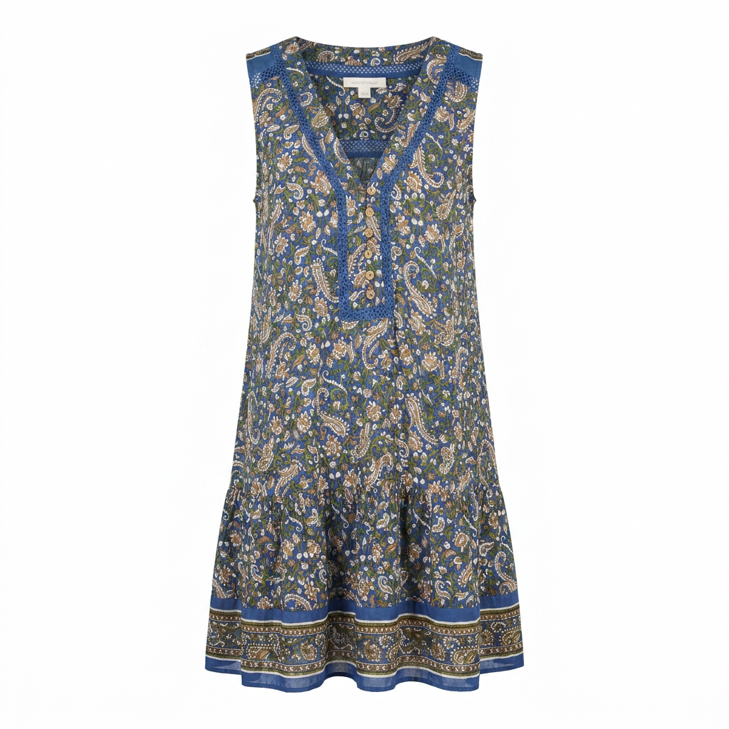 Loose Printed Mini Dress- S
