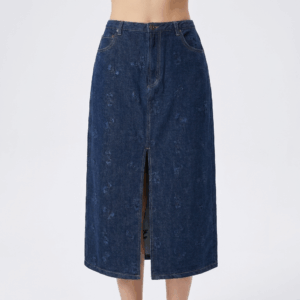 Denim Flower Mid Skirt - 38