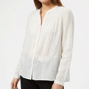 Embroidery Ramie Loose Blouse - 36