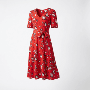 Printed A Line Belted Dress - 36/38