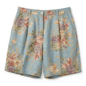 Linen Flower Print Shorts - 40