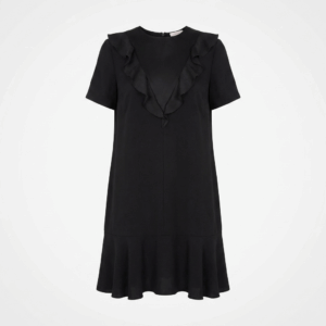 Black Ruffle Shift Dress - 40