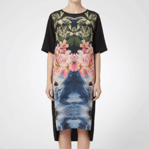 Silk Printed Shift Dress - 38