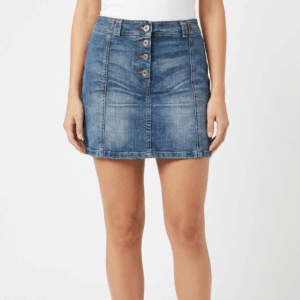 Mini Buttoned Denim Skirt - 36