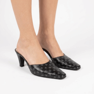 Logo Leather Heel Mules - 37