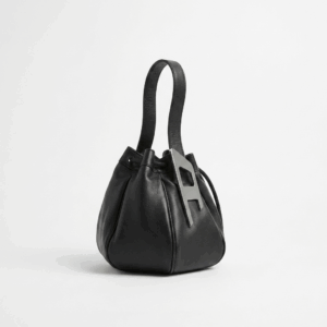 Black Leather Bucket Bag