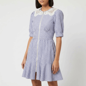 Embroidered Stripe Mini Dress - 36