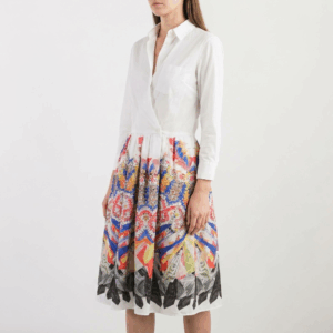 A-Line Print Pleated Dress - 42