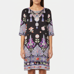 Multiprinted Silk Shift Dress - 42