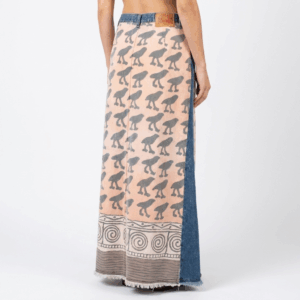 Maxi Printed Denim Skirt - 36