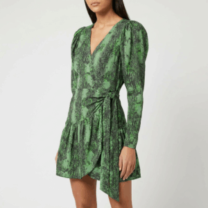 Snake Print Wrap Mini Dress - 36