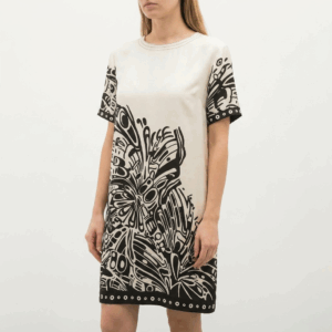 Abstract Silk Shift Dress - 38