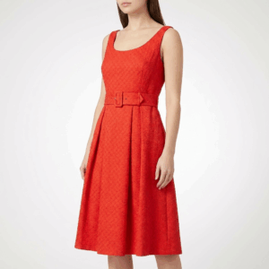 Red Buckled A-Line Dress - 42