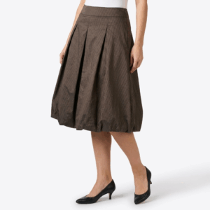 Brown Stripe Puffed Skirt - 38