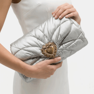 Silver Quilted Fabric Pouch
