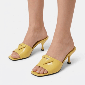 Yellow Leather Heeled Mules - 38