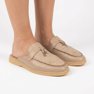 Flat Leather Loafer Mules - 39