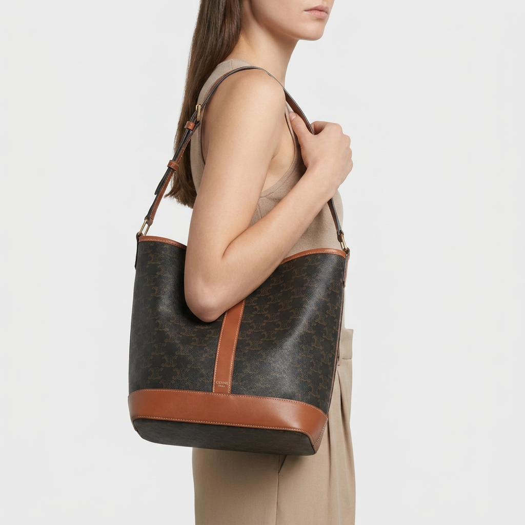 ''Triomphe'' Canvas Bucket Bag