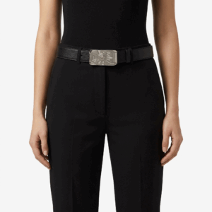 Black Grained Leather Belt
