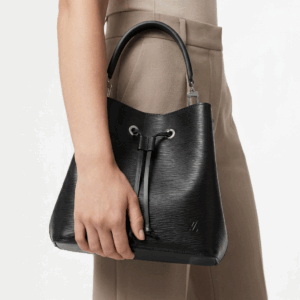 Black Leather Bucket Bag