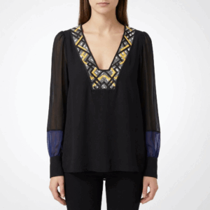 Multicolor Silk Loose Blouse - XS