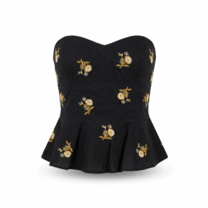 Flower Embroidered Bustier - 36