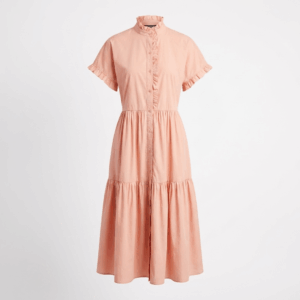 Button-Up Ruffled Mid Dress - 36