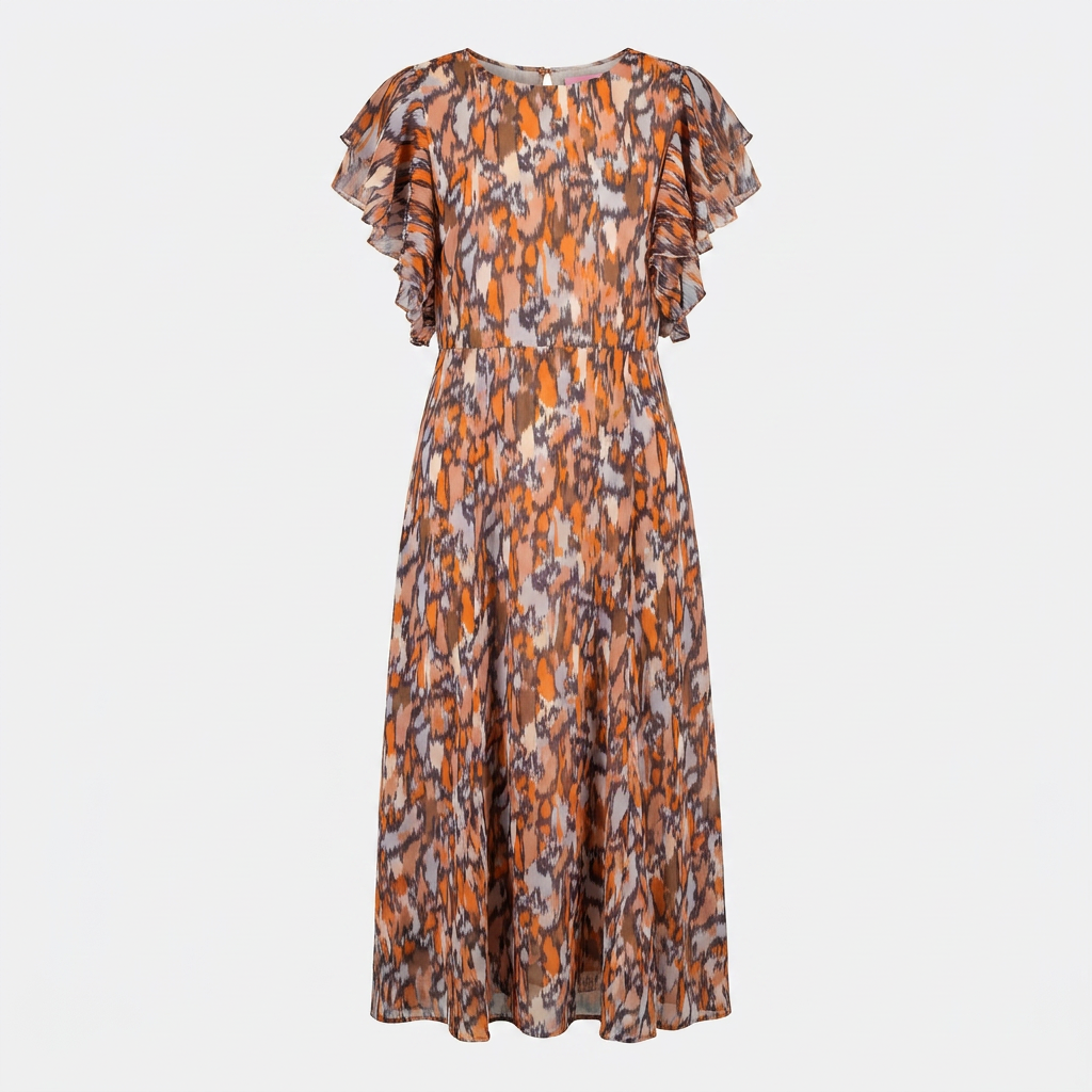 Printed Colorful A-Line Dress - 38
