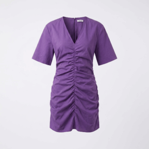 Gathered Purple Mini Dress - 38