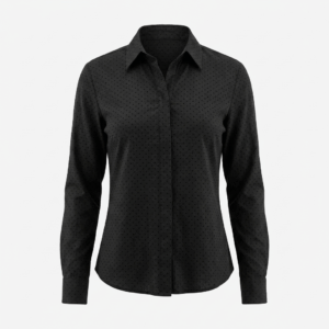 Black Embossed Fit Blouse - 40