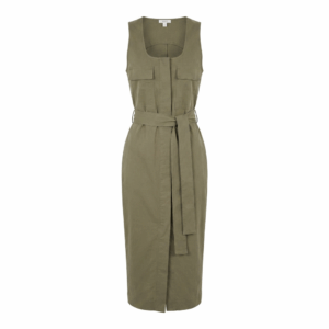 Button-Up Belted Mid Dress - 38