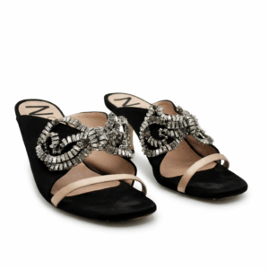 Jeweled Bow Satin Mules - 37.5