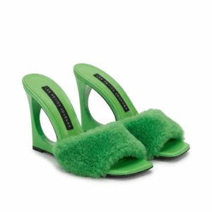 Furry Sculptural Heel Mules - 36
